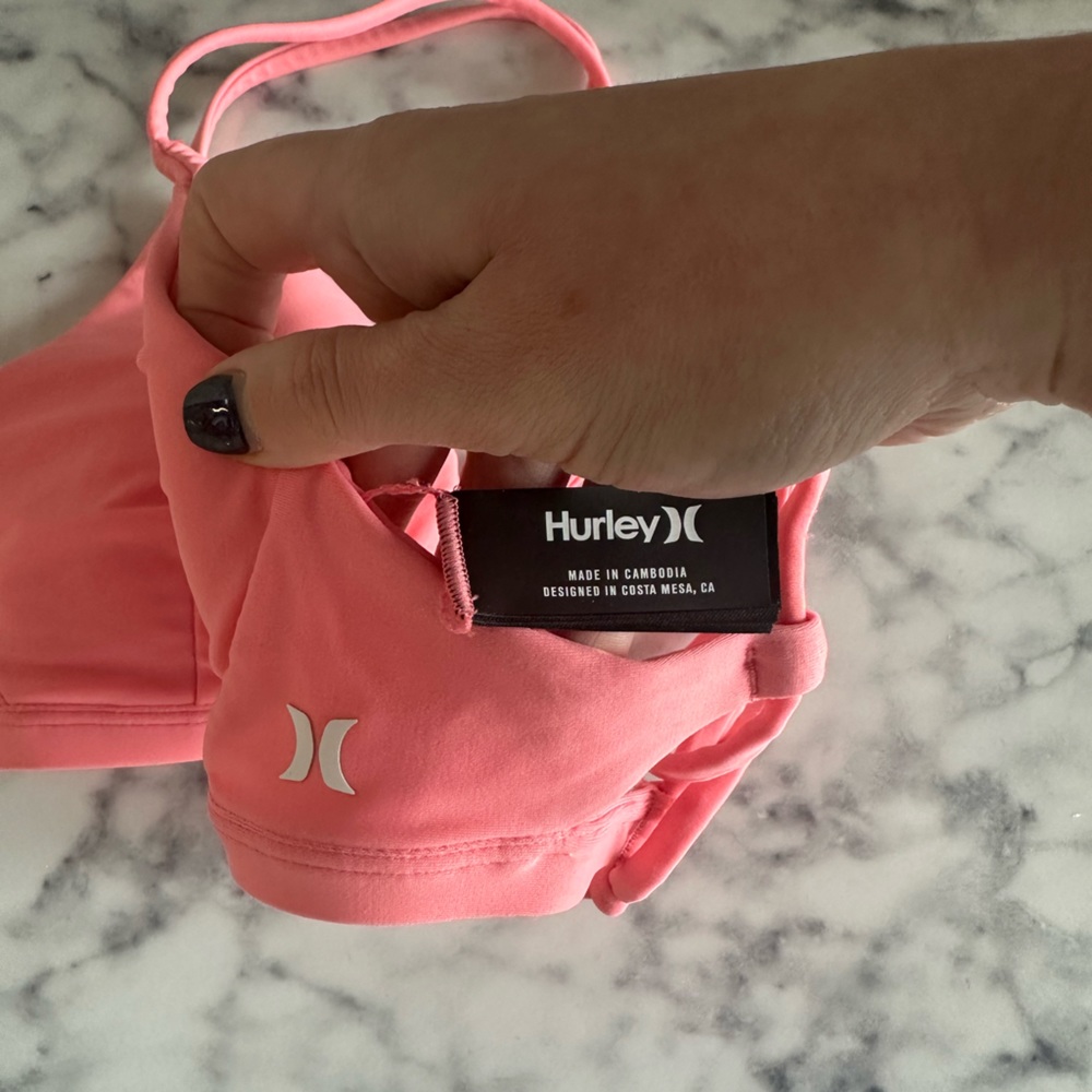 Hurley Pink Swimsuit Top Removable Pads Size Medium - Picture 2 of 4